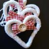 Knitted Wire Art Anhänger "Herz rot-weiß" (3 Stück)