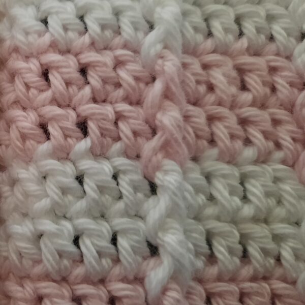 Gehäkelte Smartphonetasche Handysocke mit Minitäschchen weiß-rosa 8,5x16cm