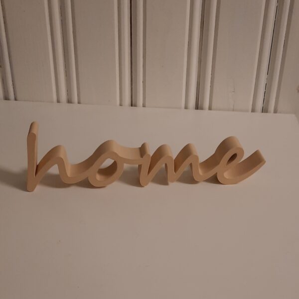 3D gedruckter Deko Schriftzug "home" in Holzoptik