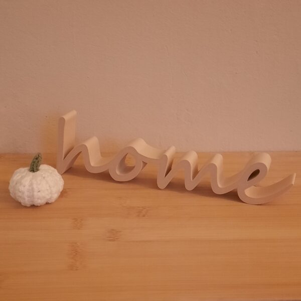 3D gedruckter Deko Schriftzug "home" in Holzoptik