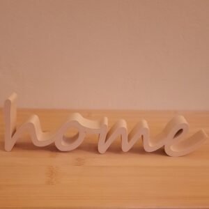 3D gedruckter Deko Schriftzug "home" in Holzoptik