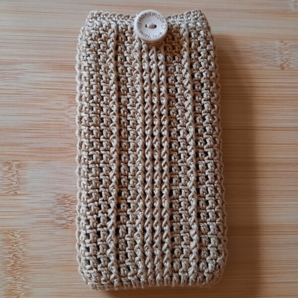 20260831_175651 Gehäkelte Smartphonetasche Handysocke messing 8x16cm