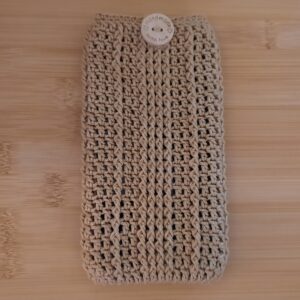 20260831_175741 Gehäkelte Smartphonetasche Handysocke messing 8x16cm