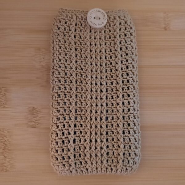 20260831_175741 Gehäkelte Smartphonetasche Handysocke messing 8x16cm