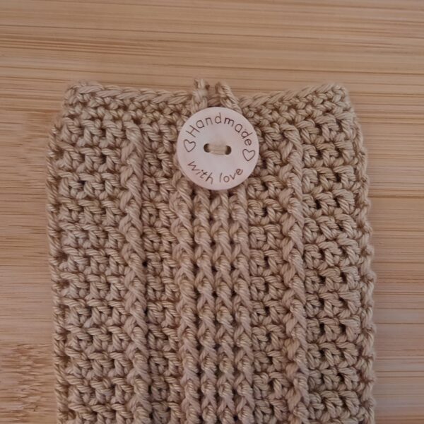 20260831_182025 Gehäkelte Smartphonetasche Handysocke messing 8x16cm