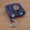 Gehäkelte Smartphonetasche Handysocke mit Minitäschchen dunkelgrau 7,5x16cm