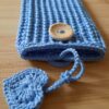 Gehäkelte Smartphonetasche Handysocke hellblau 9x16cm