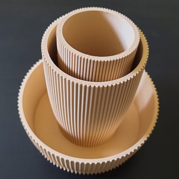 3D gedruckte Utensilienbehälter "LINEA wood" in Holzoptik