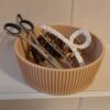 3D gedruckte Utensilienbehälter "LINEA wood" in Holzoptik