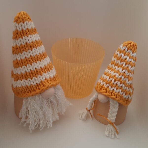 Deko-Set "Herbst": 2 Wichtel und Windlicht orange