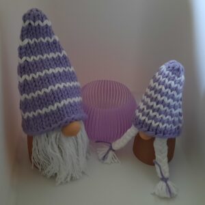 Deko-Set "Herbst": 2 Wichtel und Windlicht lila