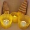 Deko-Set "Herbst": 2 Wichtel und Windlicht orange
