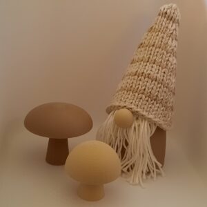 Deko-Set "Wald": Wichtel mit Pilzen braun-beige