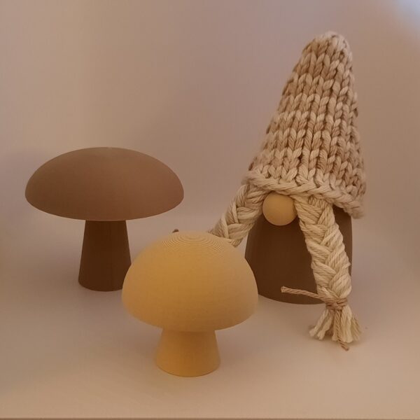 Deko-Set "Wald": Mini-Wichtel mit Pilzen braun-beige