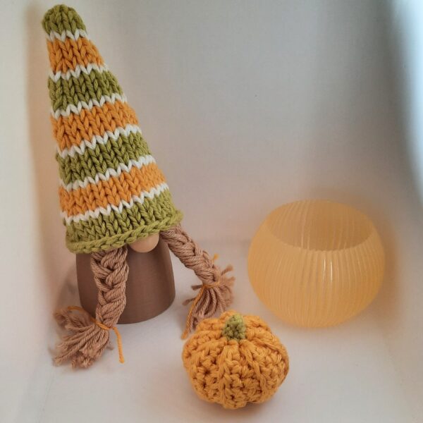 Deko-Set "Herbst": Wichtel, Windlicht und Kürbis orange