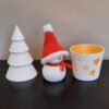 Deko-Set "Winter": Windlicht, Tannenbaum, Schneemann mit Strickmütze rot-weiß