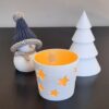 Deko-Set "Winter": Windlicht, Tannenbaum, Schneemann mit Strickmütze blau-beige