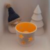 Deko-Set "Winter": Windlicht, Tannenbaum, Schneemann mit Strickmütze blau-beige
