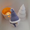 Deko-Set "Winter": Windlicht, Tannenbaum, Schneemann mit Strickmütze hellblau-weiß
