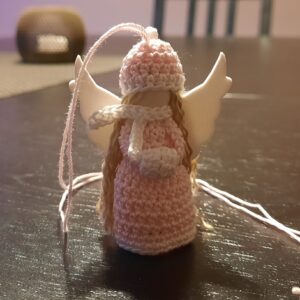 Anhänger Engel Winterengel Weihnachtsengel rosa-weiß (2.Wahl)