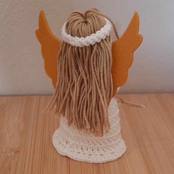 Engel Weihnachtsengel Christkind wollweiß-gold zum Hängen oder Stellen (12 cm)