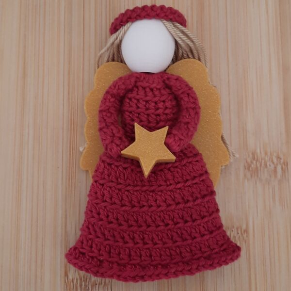 Engel Weihnachtsengel Christkind weinrot-gold zum Hängen oder Stellen (12 cm)