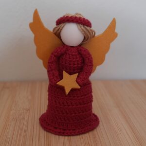 Engel Weihnachtsengel Christkind weinrot-gold zum H&auml;ngen oder Stellen (12 cm)