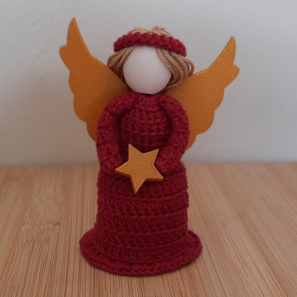 Engel Weihnachtsengel Christkind weinrot-gold zum Hängen oder Stellen (12 cm)